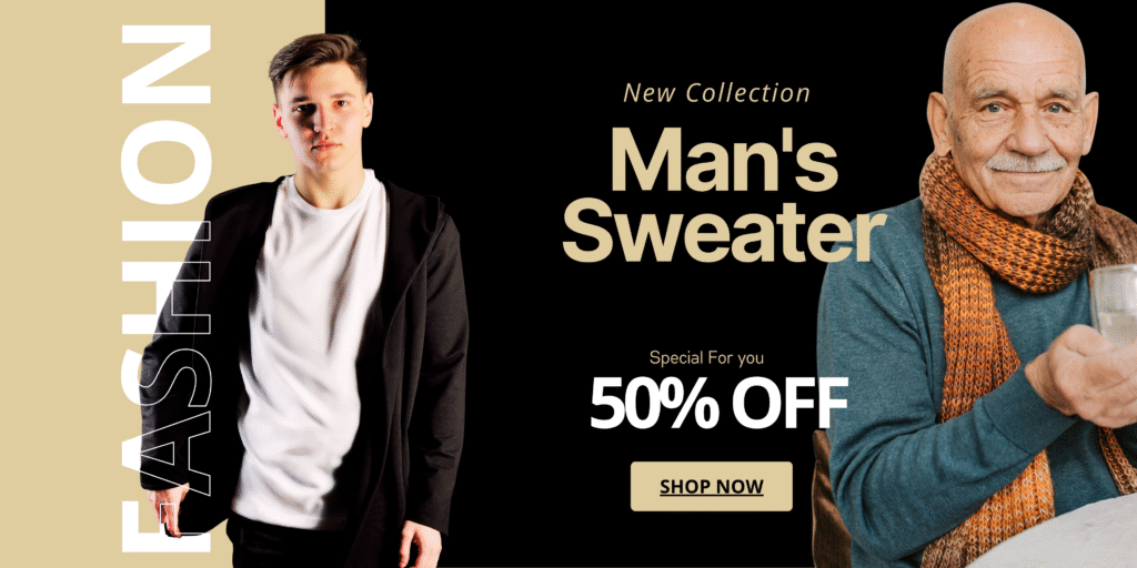 Creamy Black Clean Men's Fashion Landscape Banner